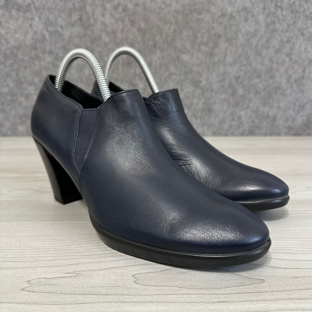 ECCO Shape‎ 55 Plateau Stack Shootie Women 10 Night Sky Blue Leather Ankle